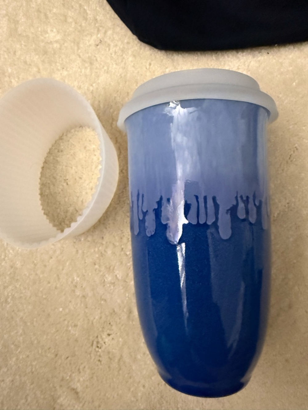Nova ceramics Blue Drip Glaze Ceramic Tumbler with Silicone Lid